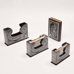 Vav Desenli Siyah Kaplama Gümüş Kur'an-ı Kerim 